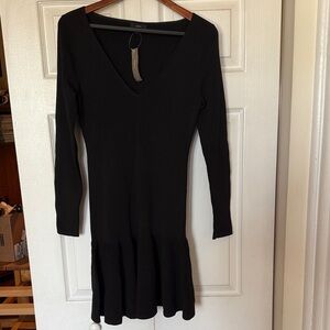 J. Crew Black Long Sleeve V-Neck Dress
